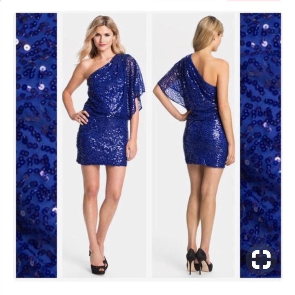 COPY - Jessica Simpson Single Shoulder Blue Sequin Dress